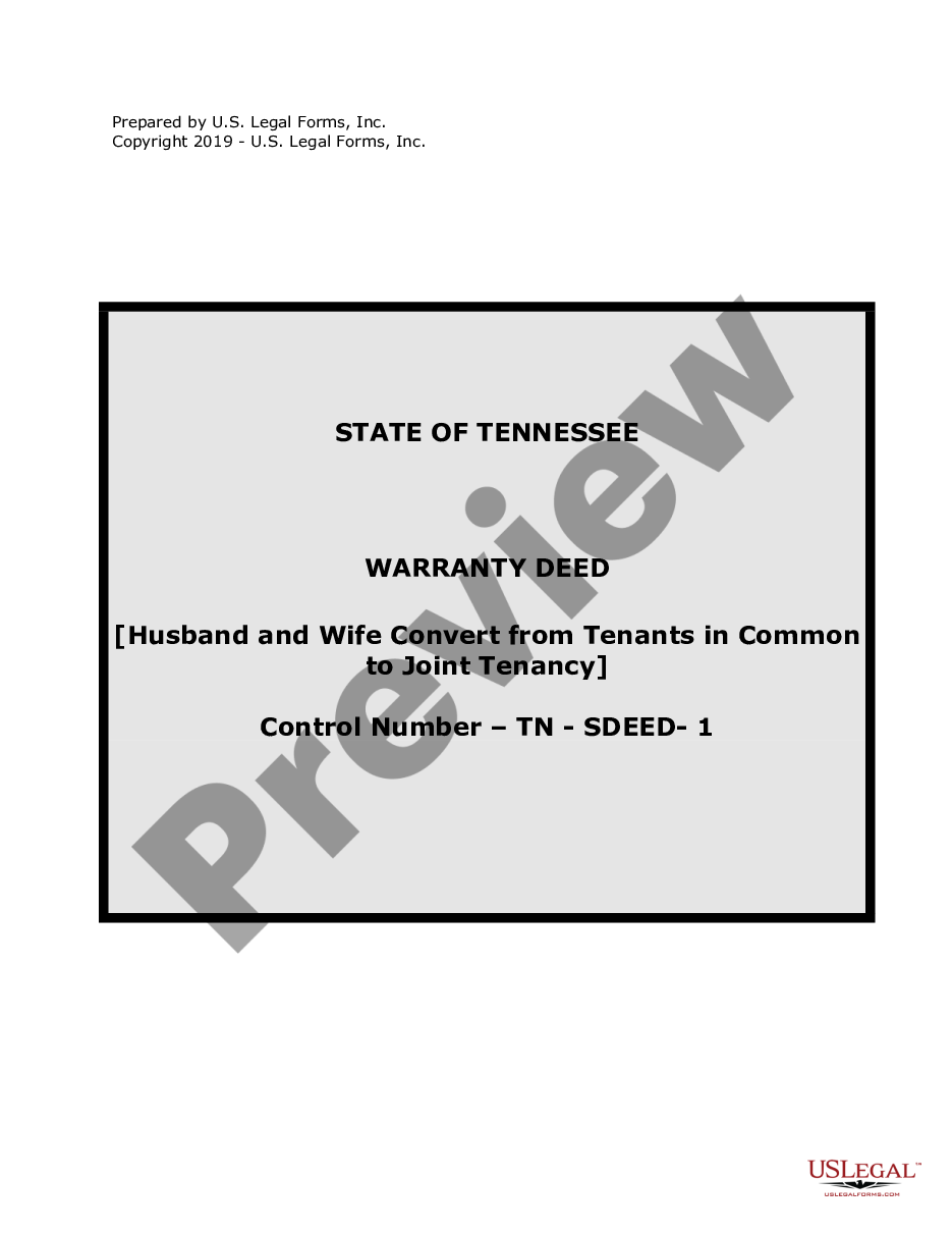 form Warranty Deed for Husband and Wife Converting Property from Tenants in Common to Joint Tenancy preview