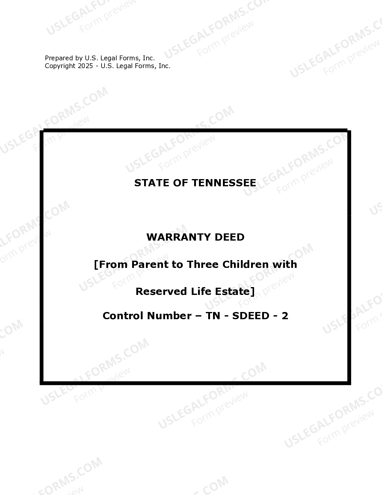 Tennessee Warranty Deed for Parents to Child with Reservation of Life