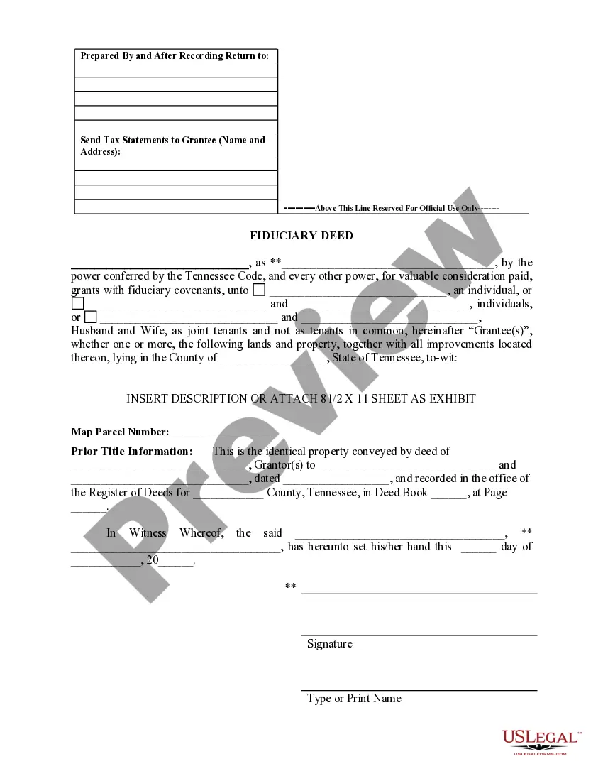 Get Fiduciary Deed for use by Executors, Trustees, Trustors, Administrators and other Fiduciaries Preview Fiduciary Deed for use by Executors, Trustees, Trustors, Administrators and other Fiduciaries