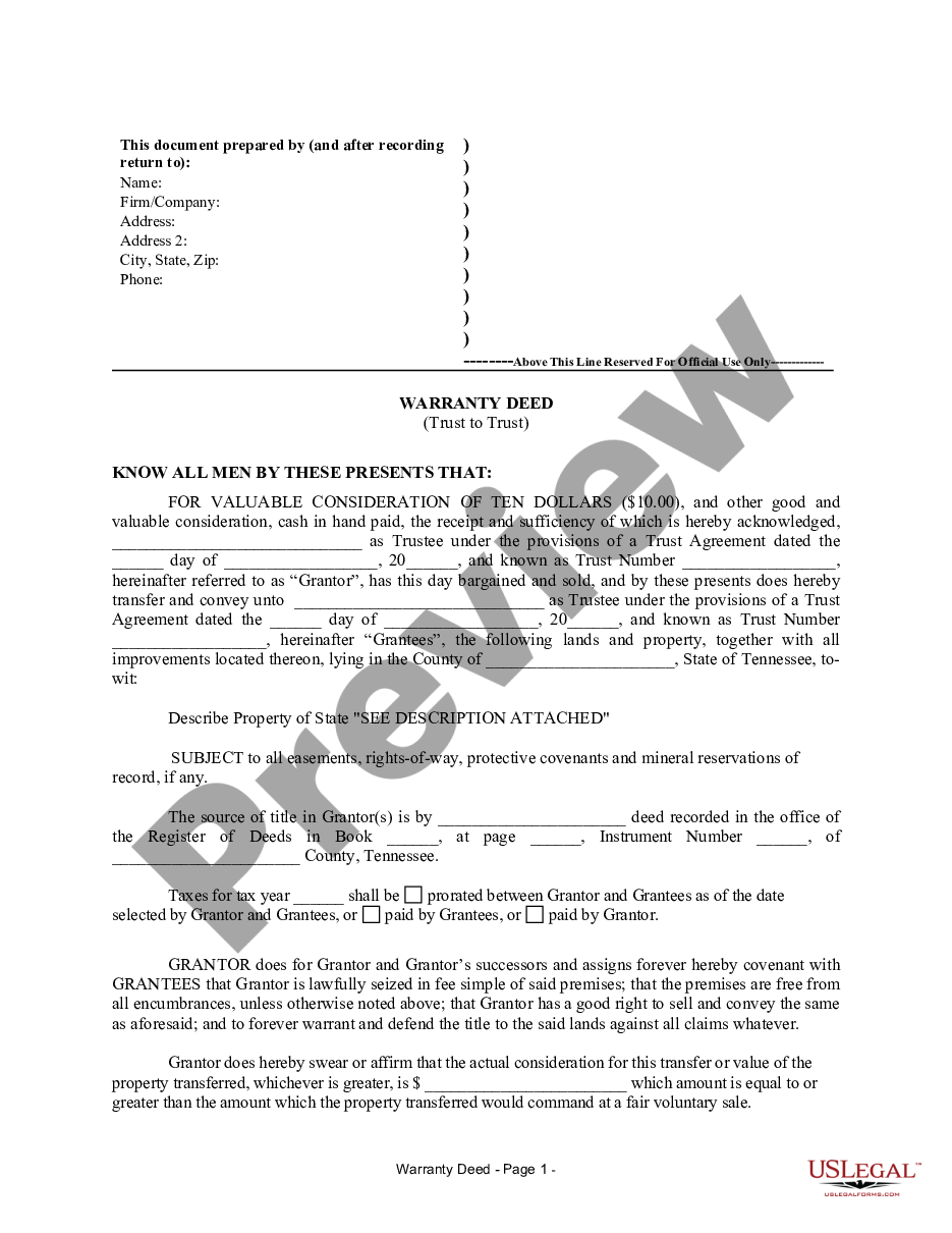 page 3 Warranty Deed for Trust to Trust preview