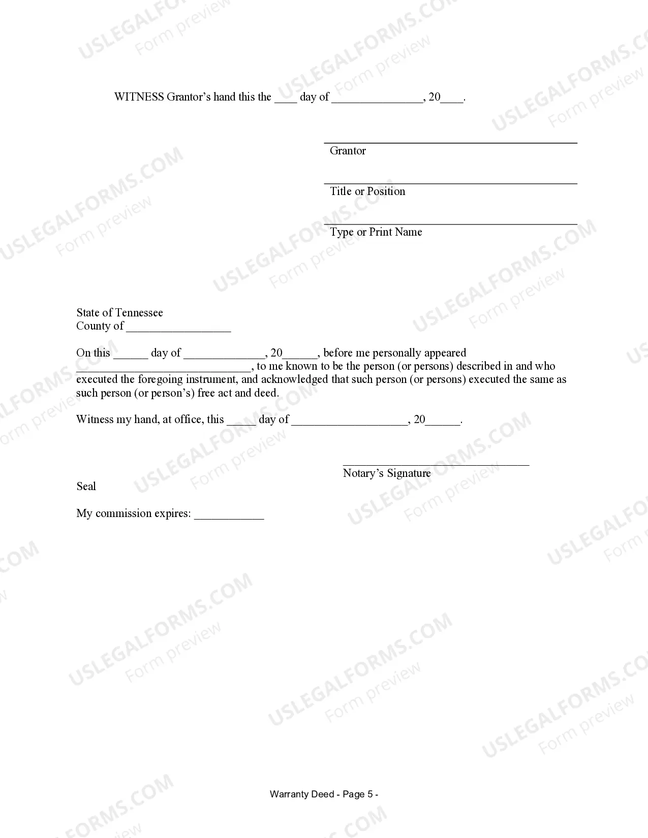 Preview Warranty Deed for Trust to Trust