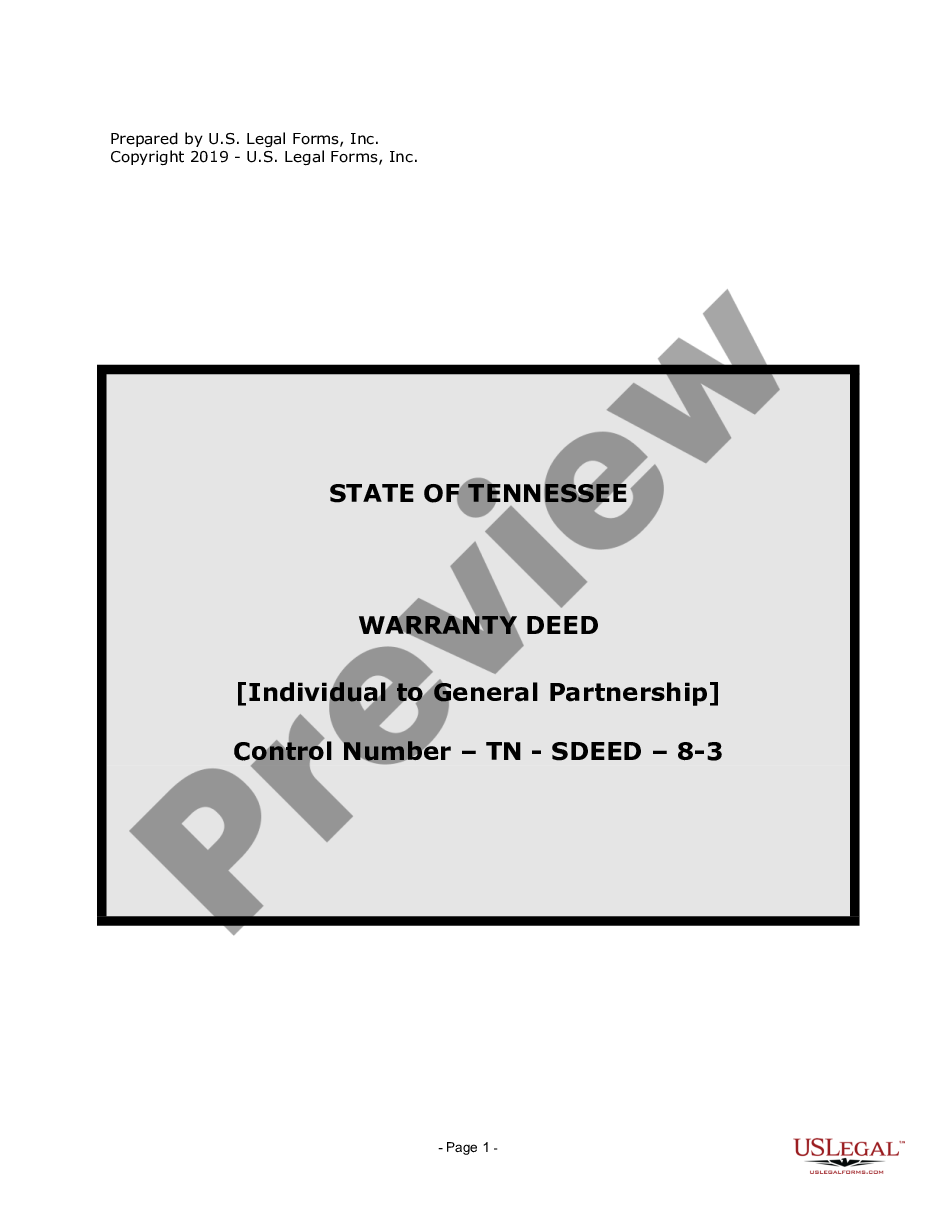 form Warranty Deed for Individual to General Partnership preview