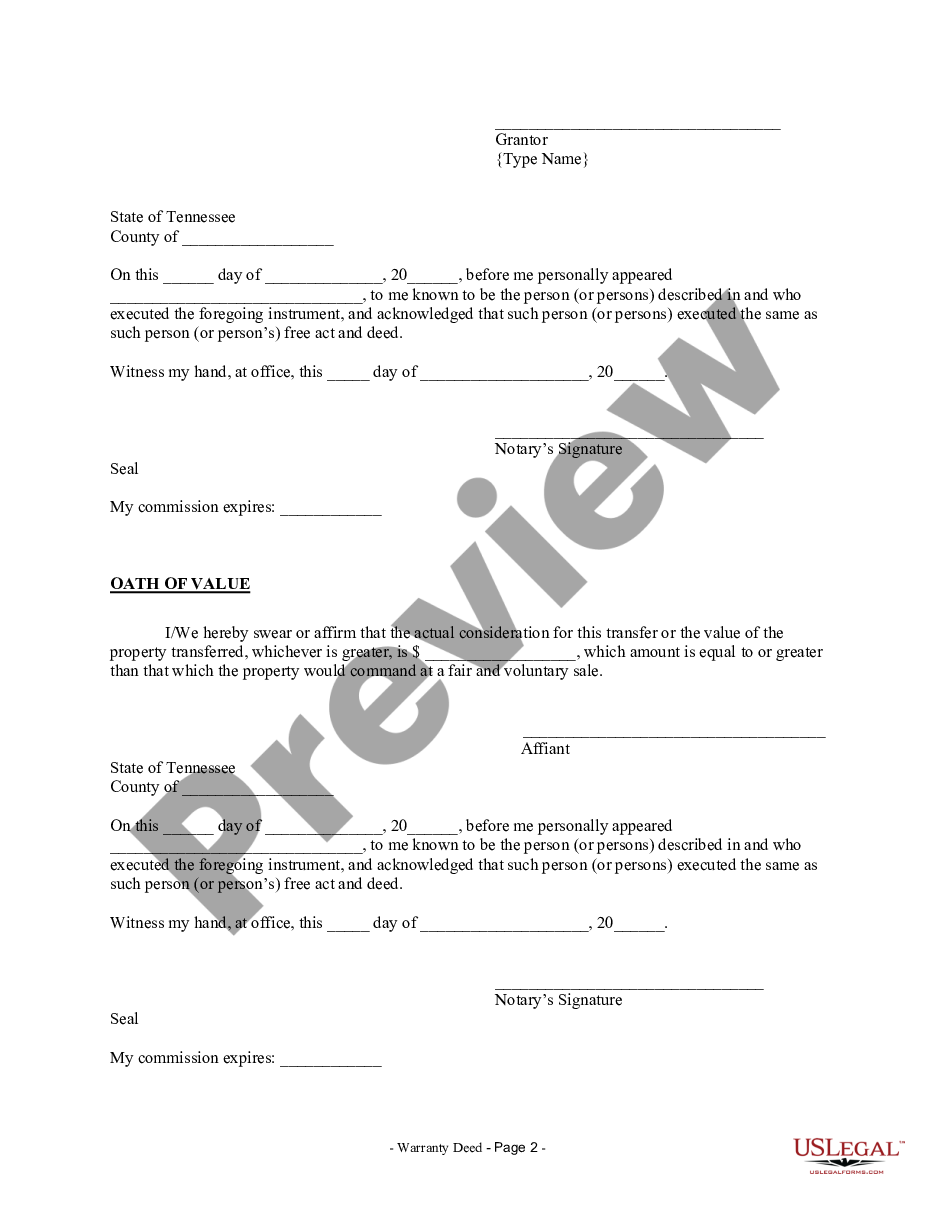 page 3 Warranty Deed for Individual to General Partnership preview