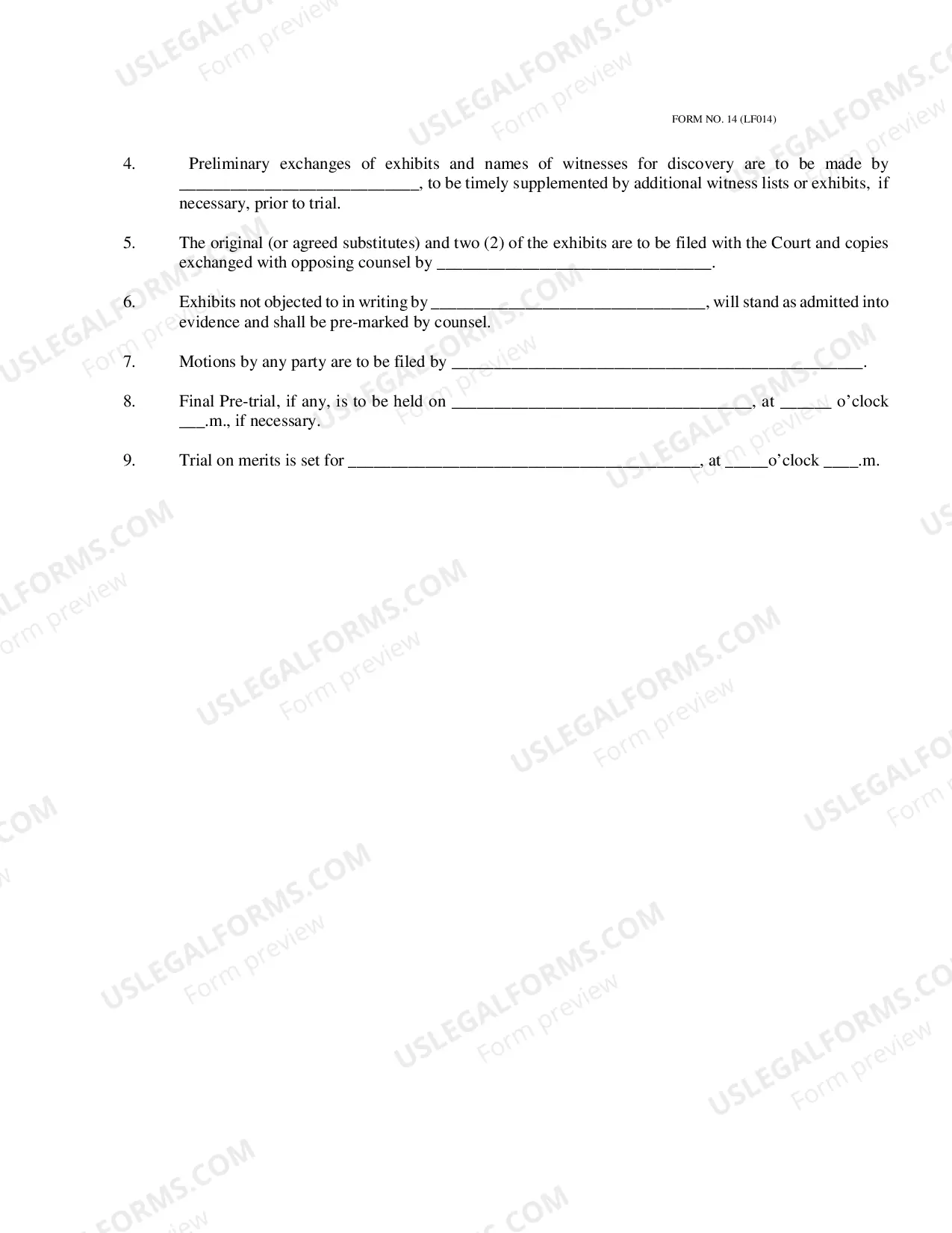 Preview PRE-TRIAL AND SCHEDULING ORDER
