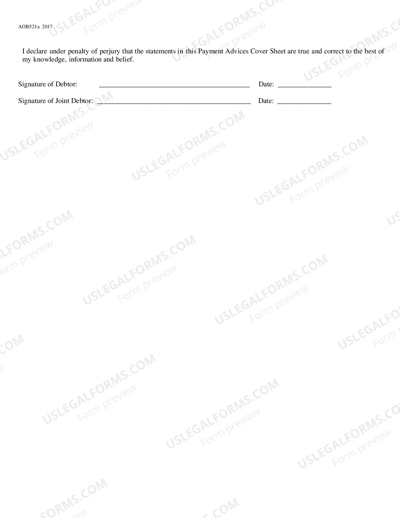 Preview PAYMENT ADVICES COVER SHEET
