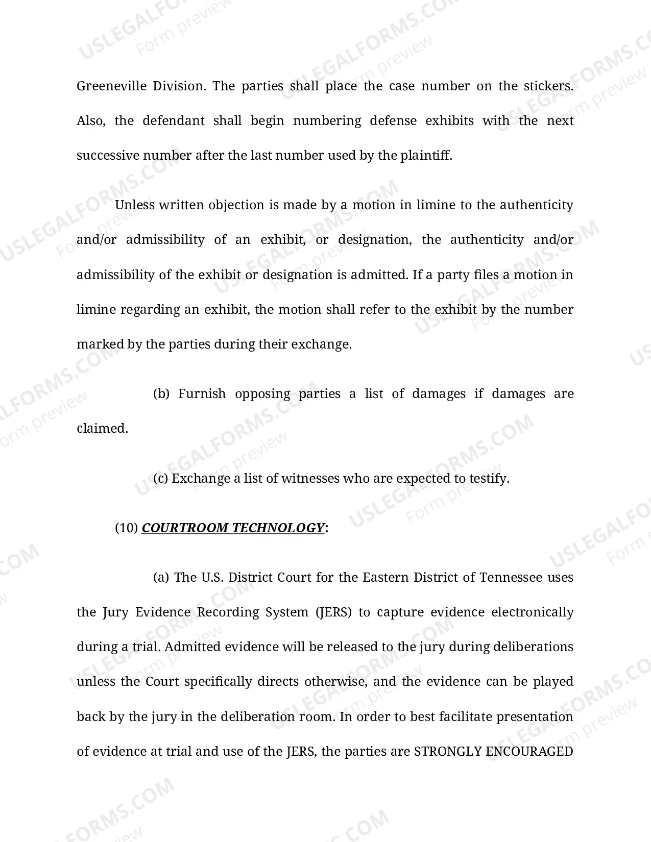 Preview Scheduling Order (Civil) - Judge Greer