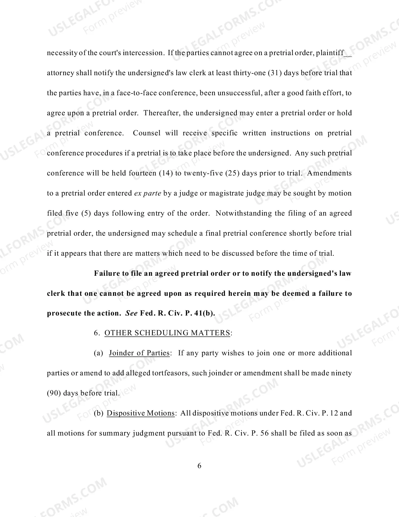Preview Scheduling Order (Civil) - Judge Jordan
