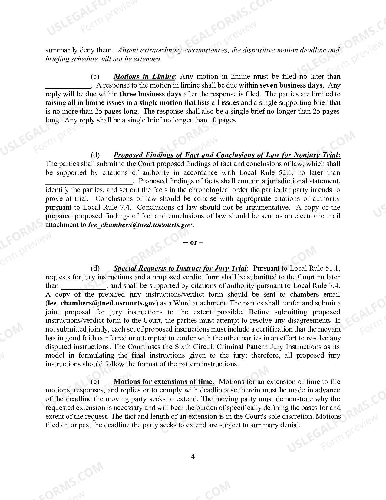 Preview Scheduling Order (Civil) - Judge Lee