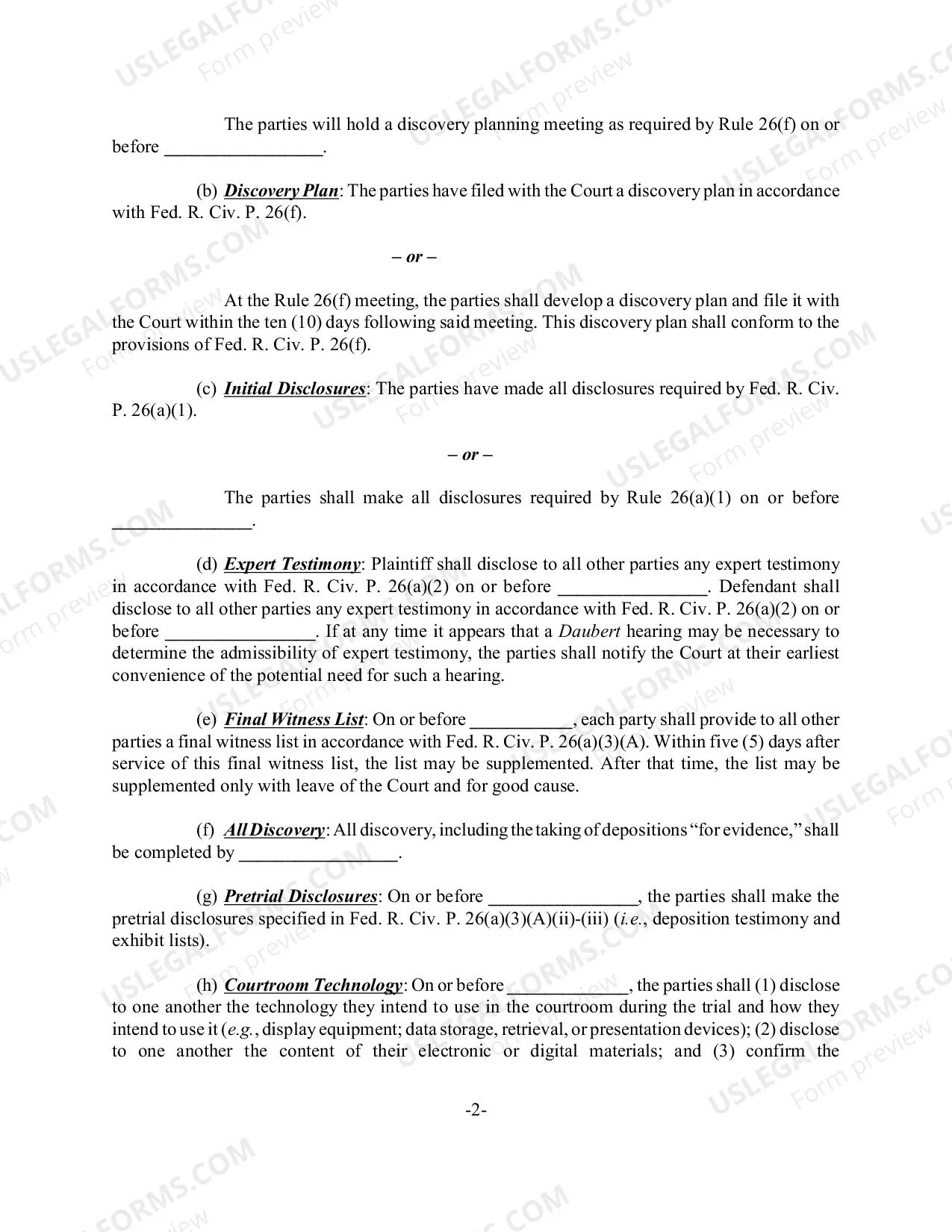 Preview Scheduling Order (Civil) - Judge Mattice