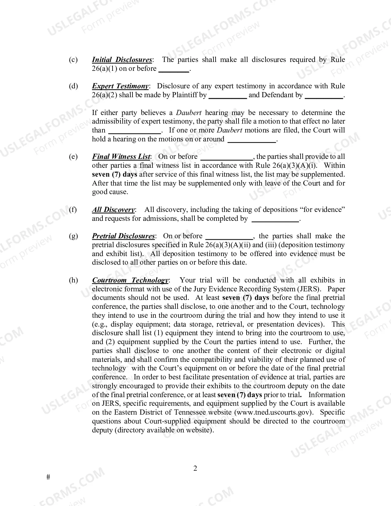 Preview Scheduling Order (Judge Collier - Chattanooga)