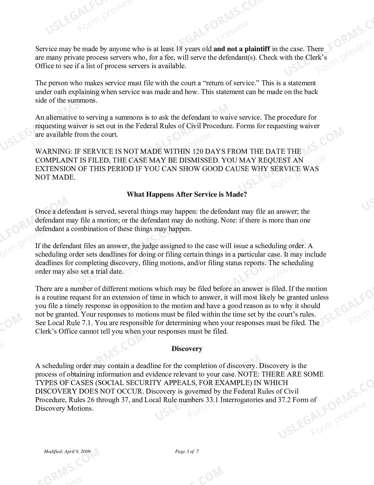 Preview Instructions for Filing a Civil Action (Pro Se)