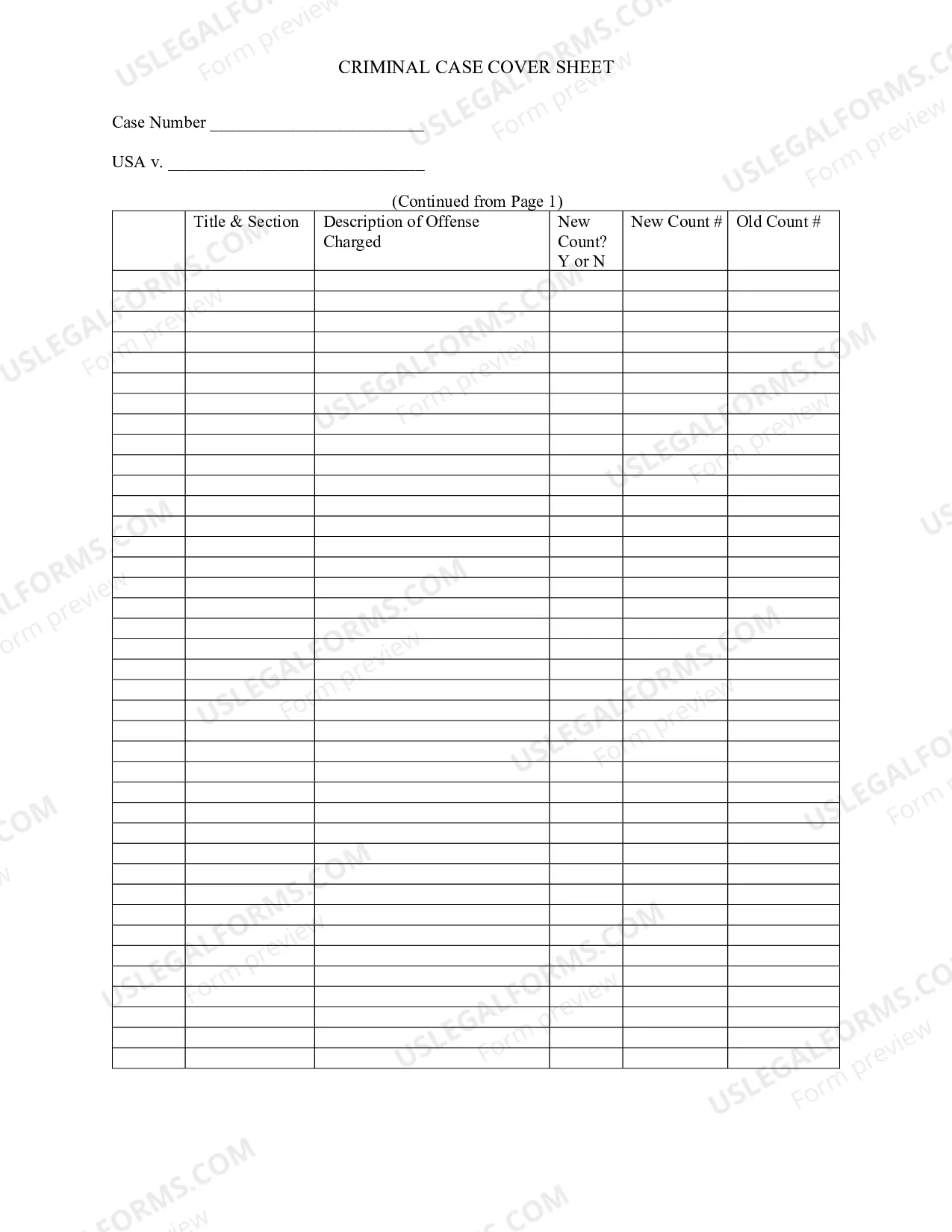 Preview Criminal Cover Sheet