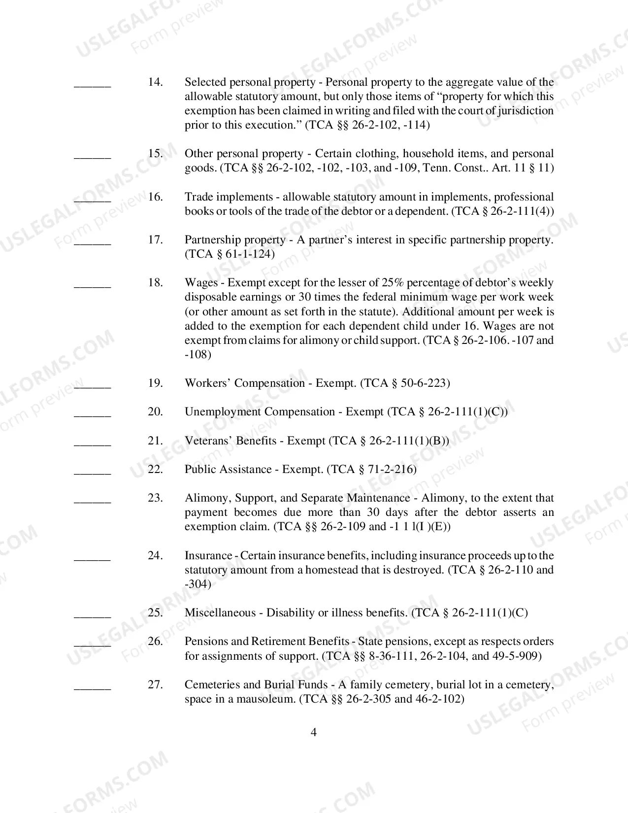Preview Claim for Exemptions