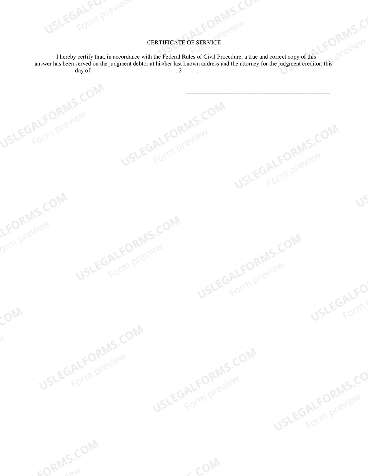 Preview Garnishment Answer