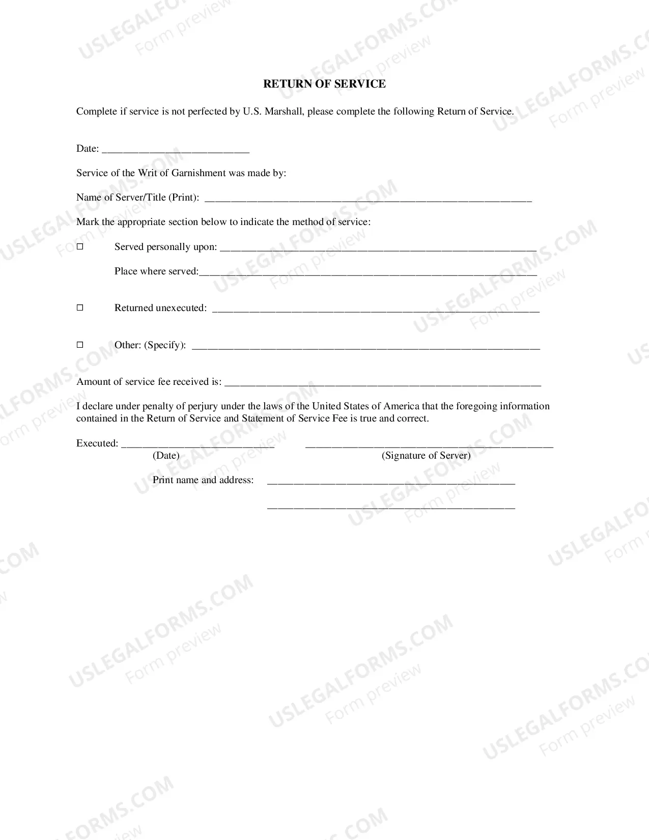 Preview Writ of Garnishment