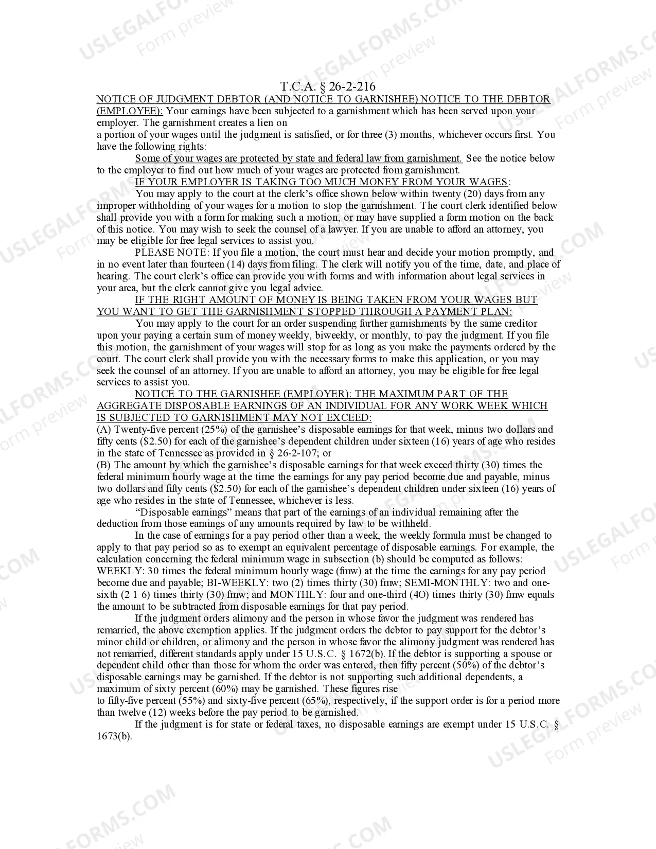 Preview Writ of Garnishment