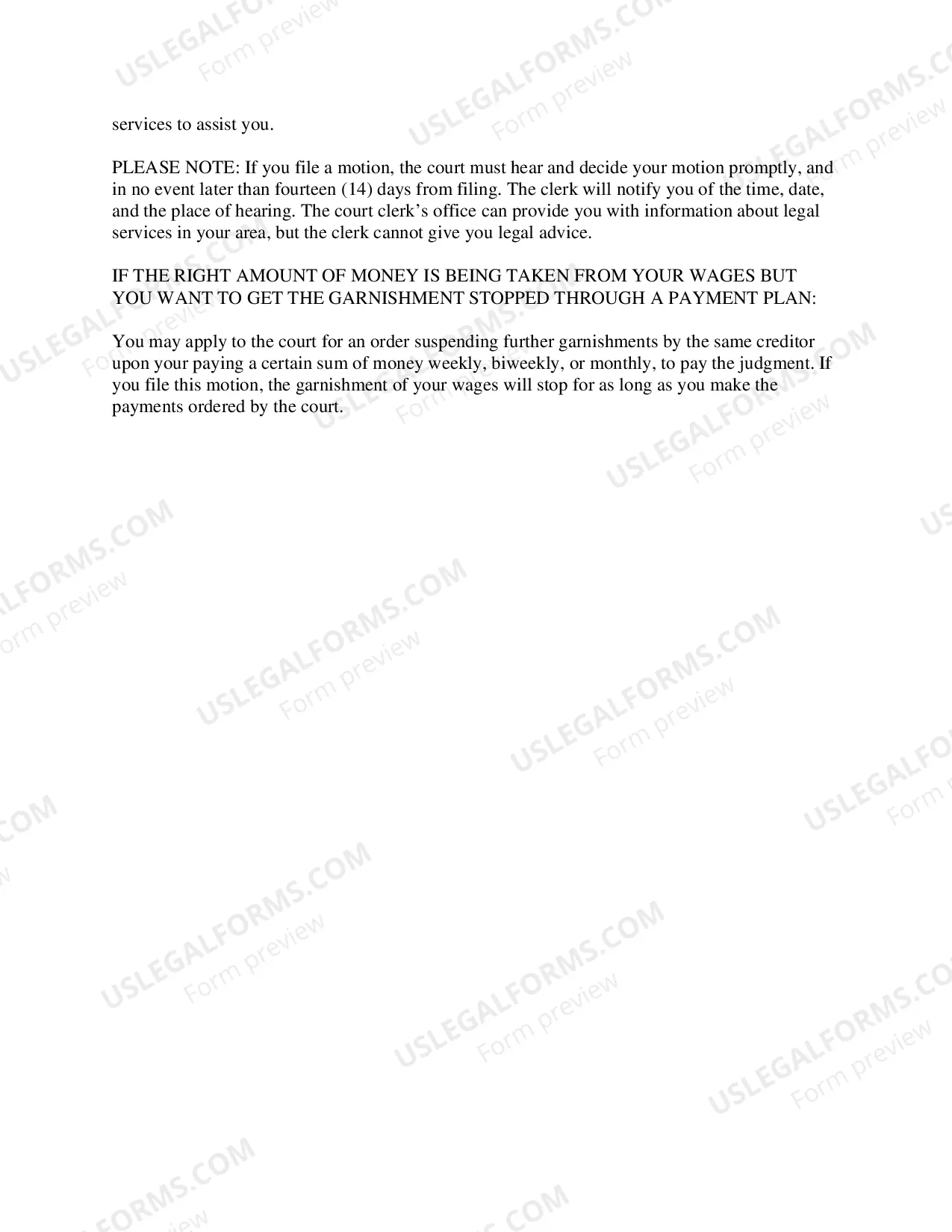 Preview Notice to Garnishee and to Judgment Debtor