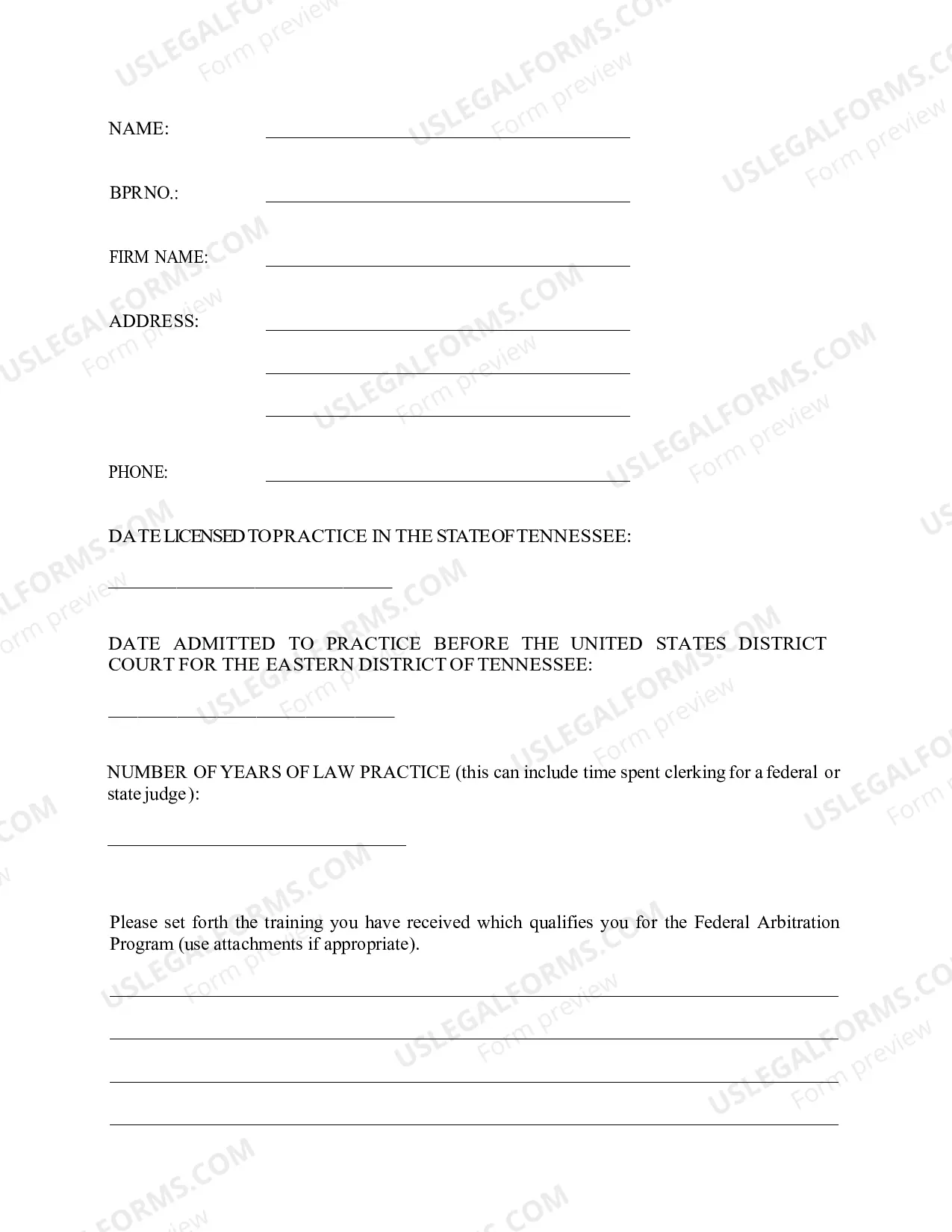 Preview Application to Become an Arbitrator
