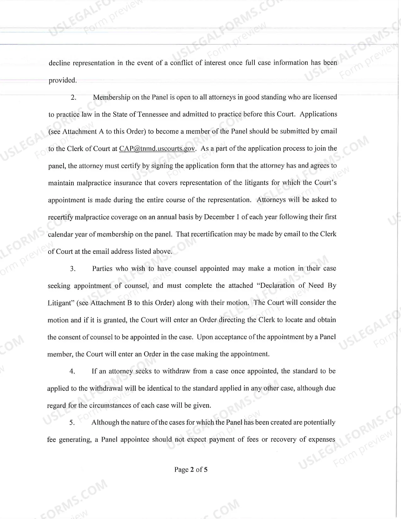 Preview Civil Appointments Panel (Order)