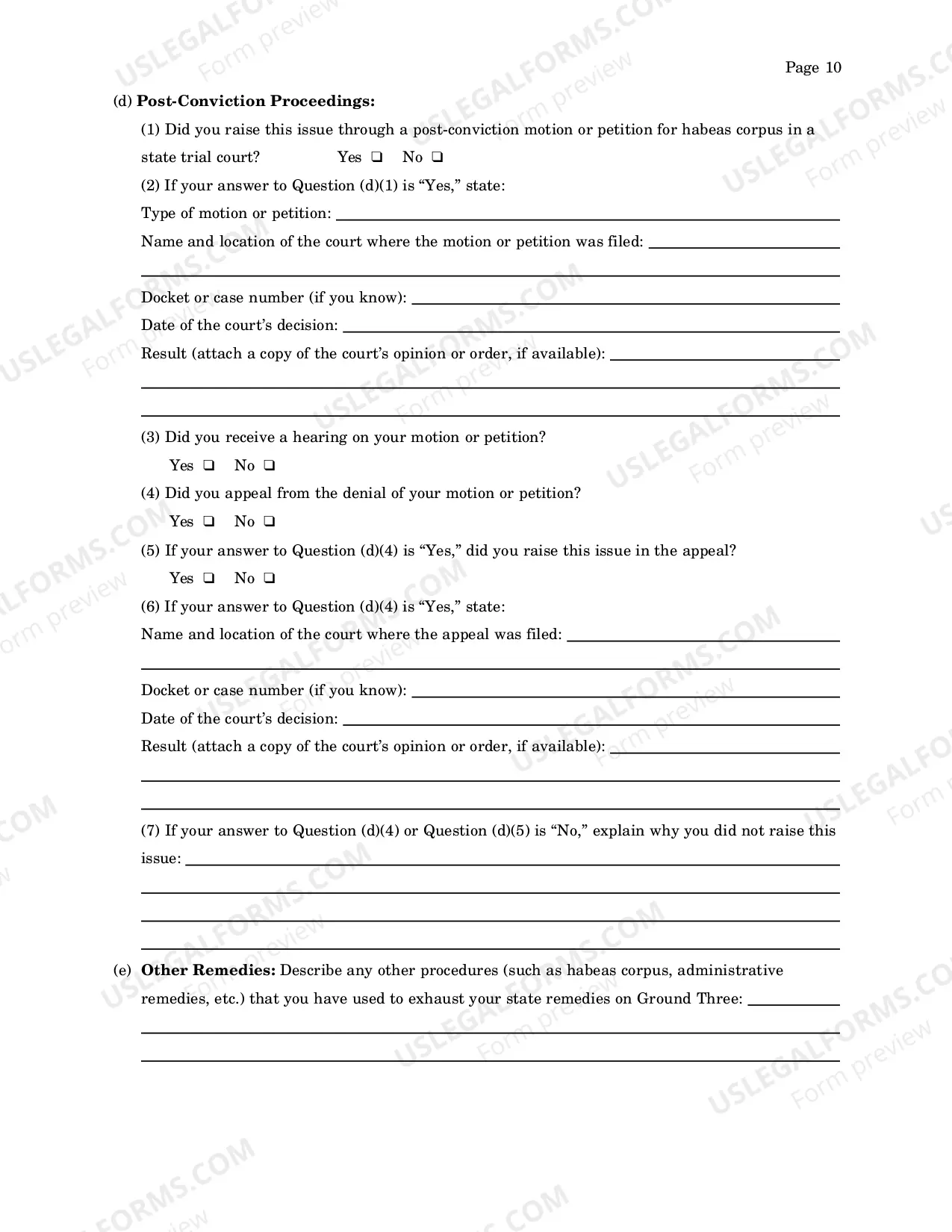 Preview Petition For Relief From A Conviction Or Sentence By A Person In State Custody
