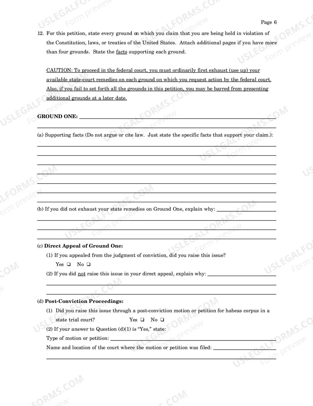 Preview Petition For Relief From A Conviction Or Sentence By A Person In State Custody