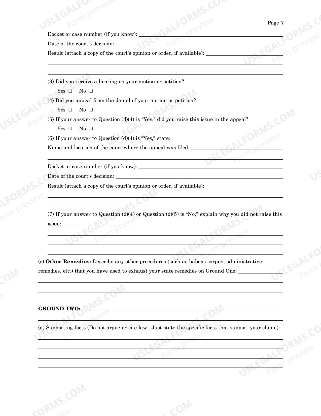 Preview Petition For Relief From A Conviction Or Sentence By A Person In State Custody