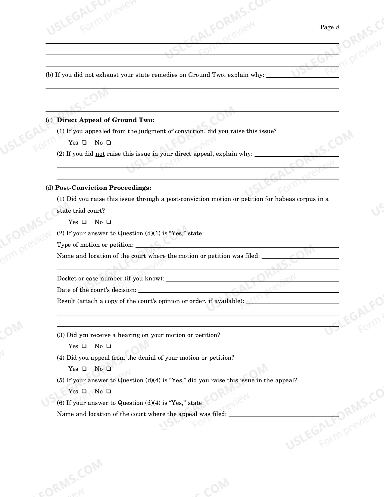 Preview Petition For Relief From A Conviction Or Sentence By A Person In State Custody