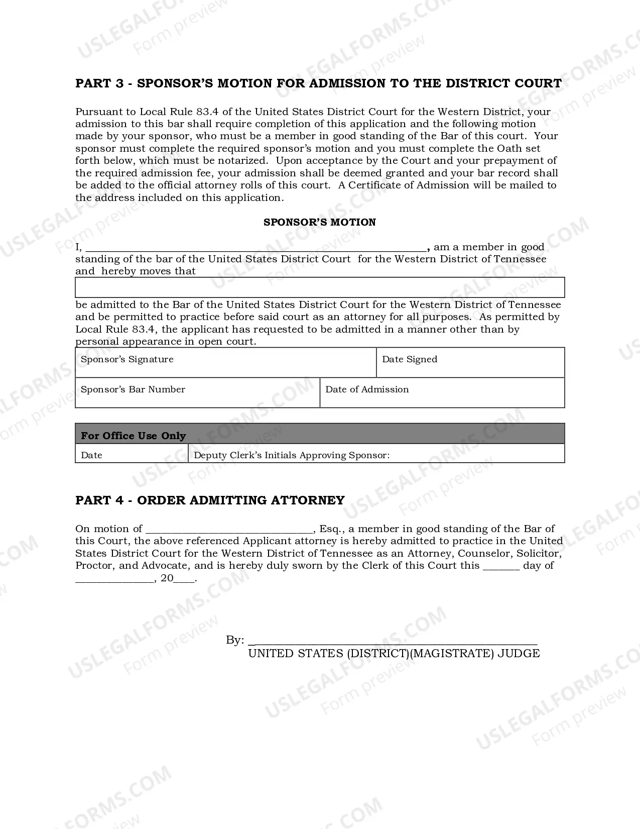 Preview Application for Attorney Admission without Personal Appearance