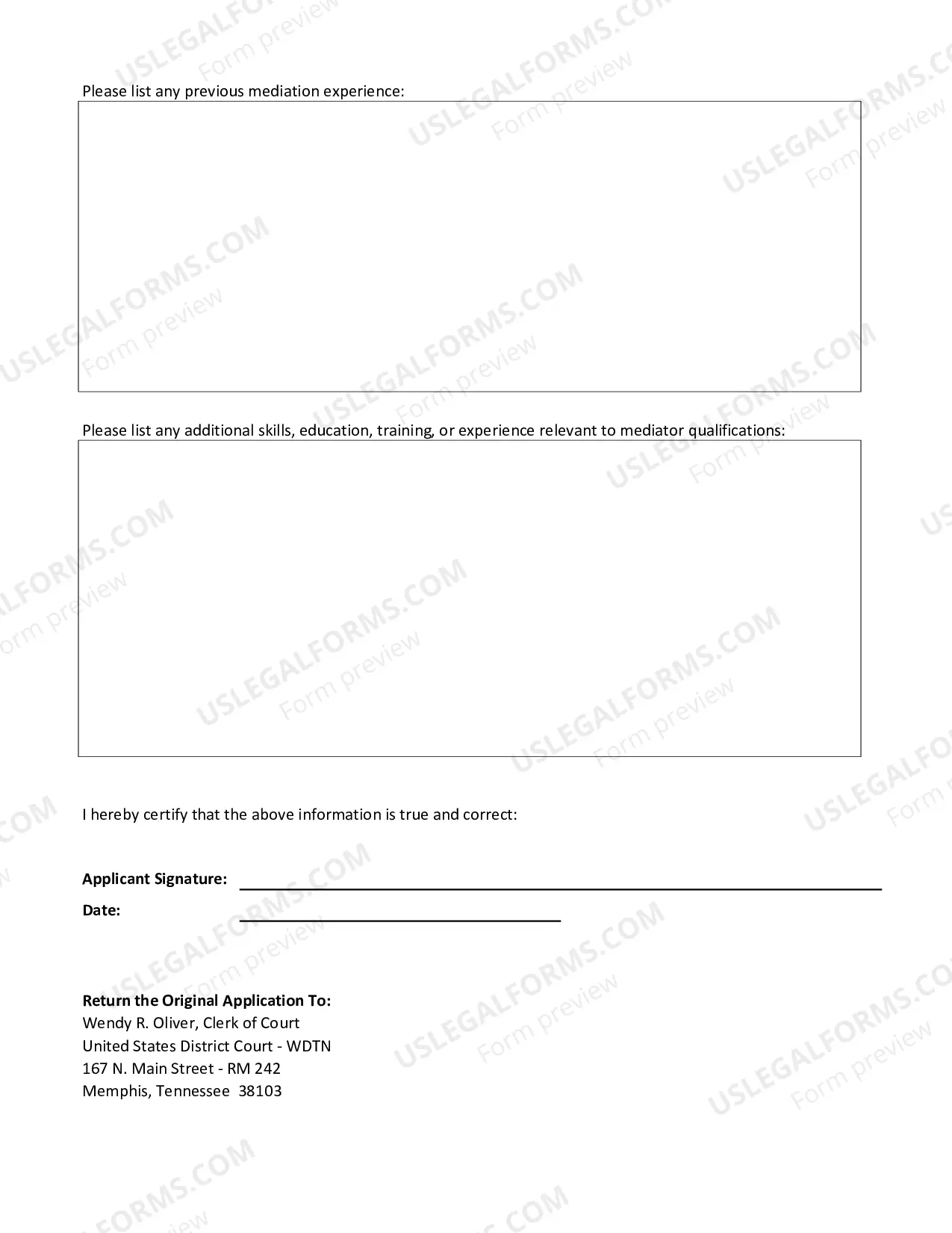 Preview Mediation Panel Application Form