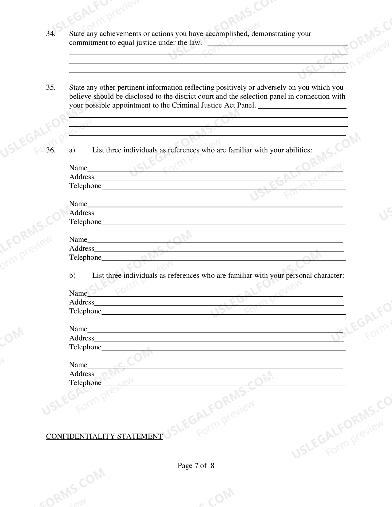 Preview Application for Appointment to the CJA Panel (PDF)