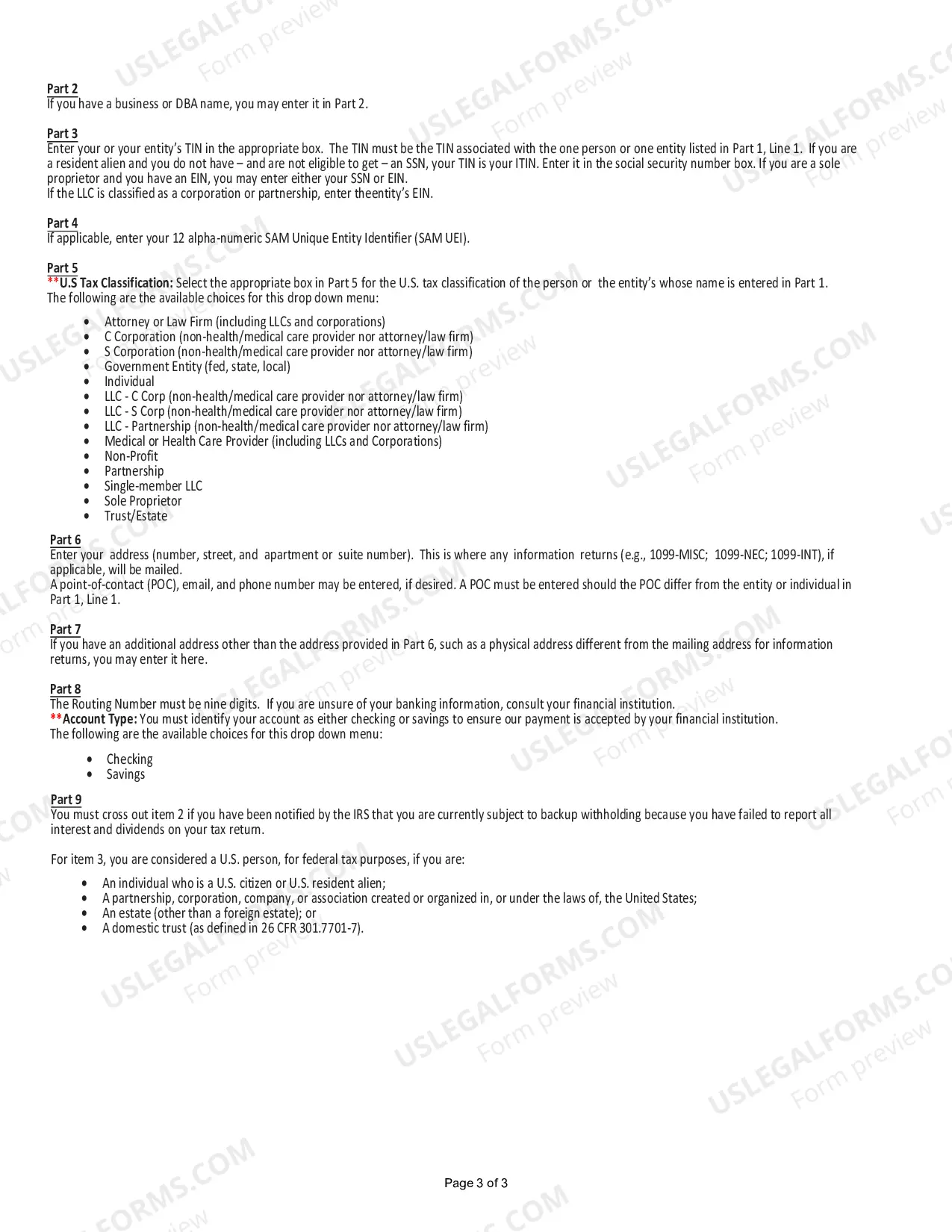 Preview AO213 - Vendor Information/TIN Certification