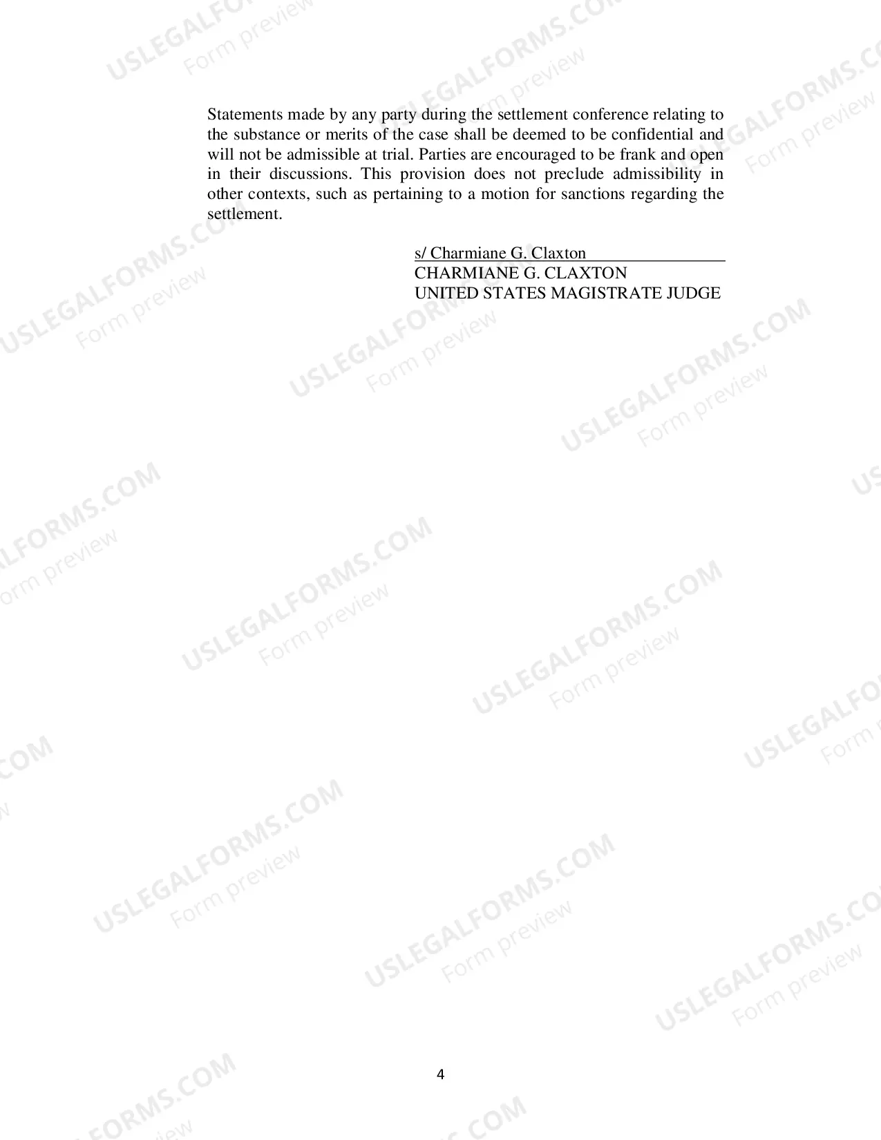 Preview Judge Claxton's Instructions Concerning Settlement Conferences