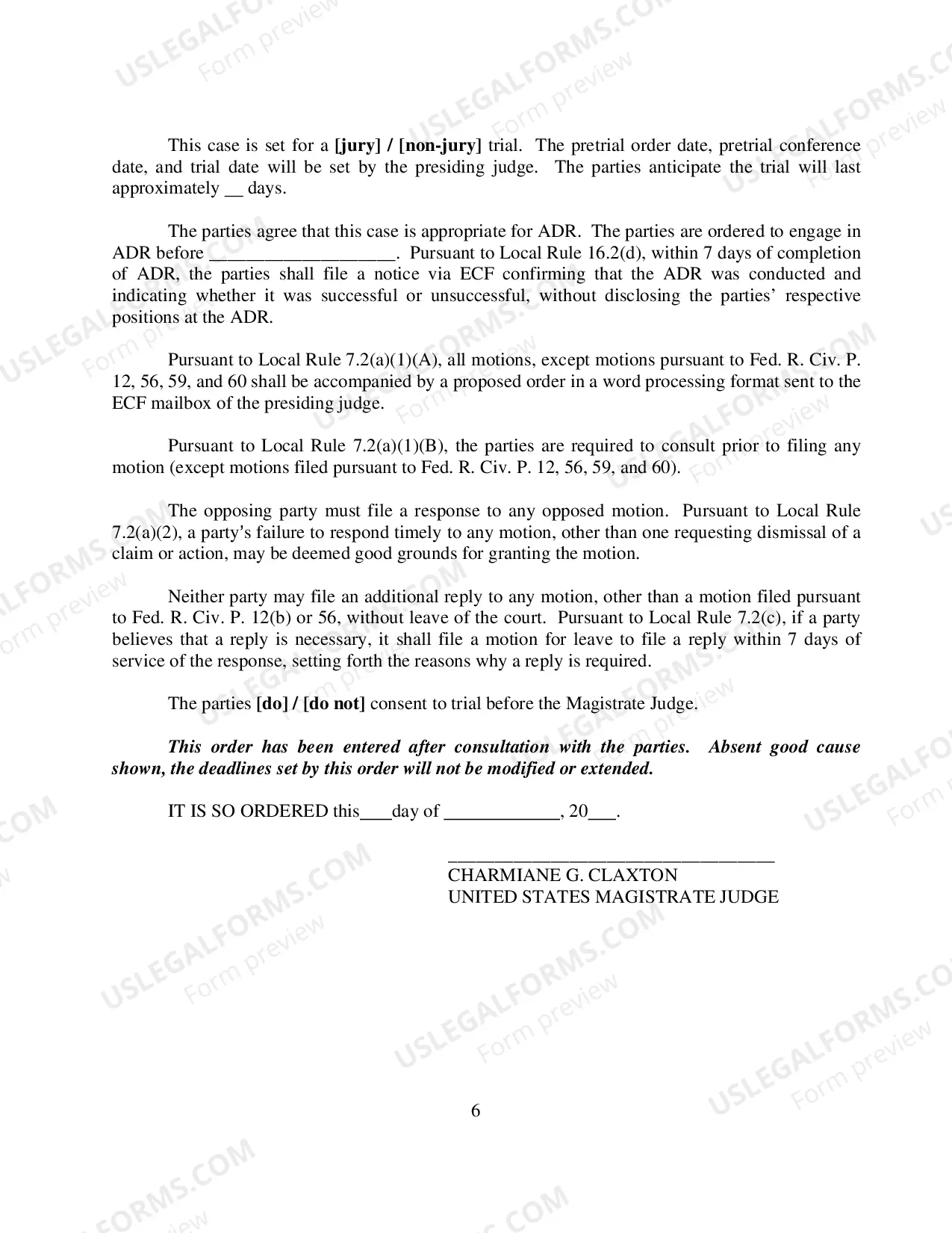 Preview Judge Claxton's Rule 16(b) Scheduling Conference Instructions