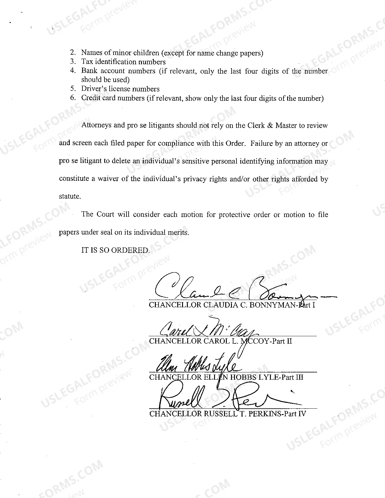 Preview Personal Information in Chancery Filings