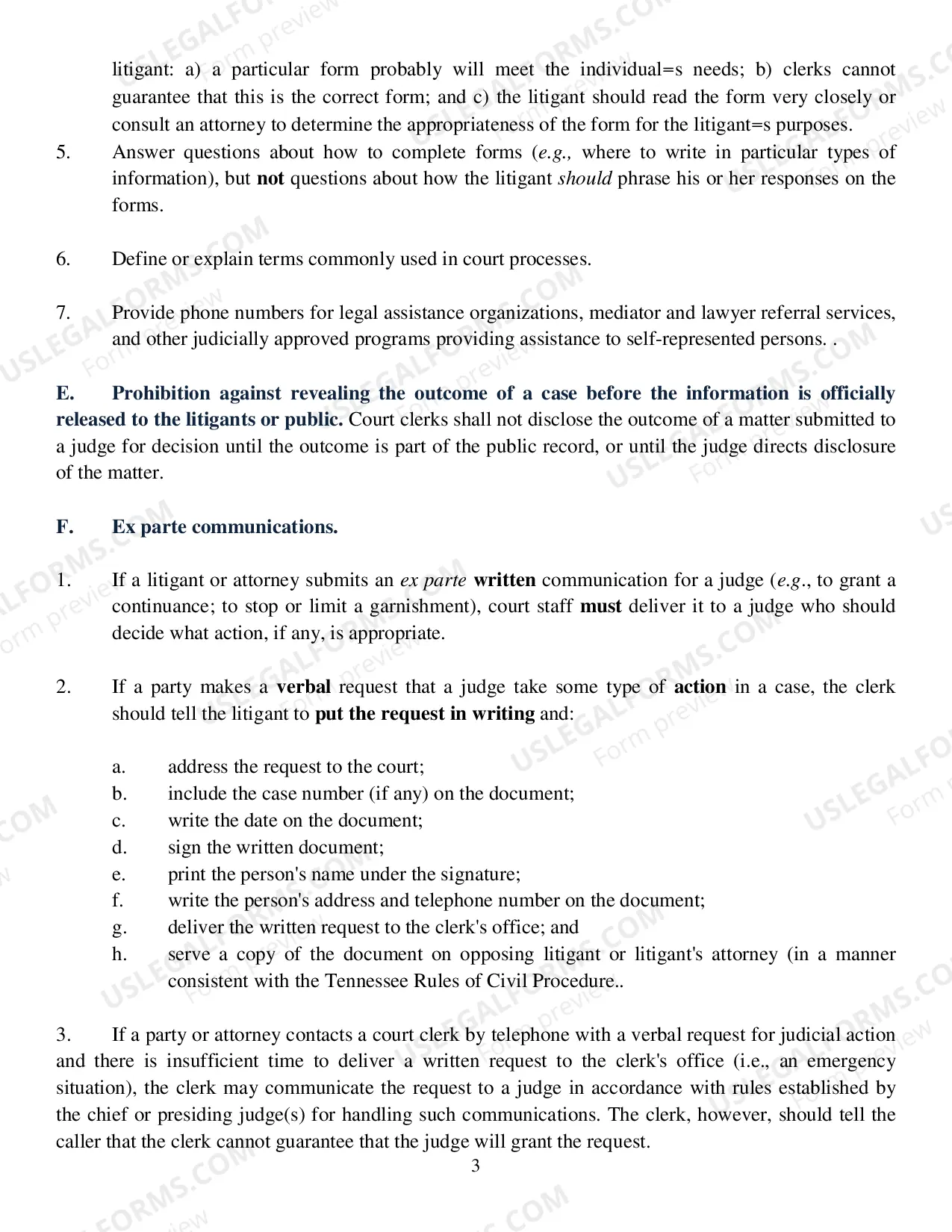Preview Self Represented Persons Guidelines
