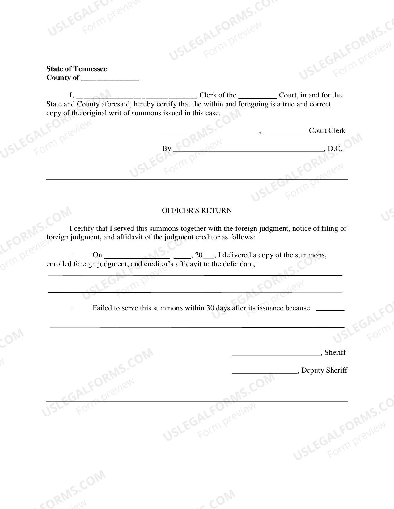 Preview Foreign Judgment Summons