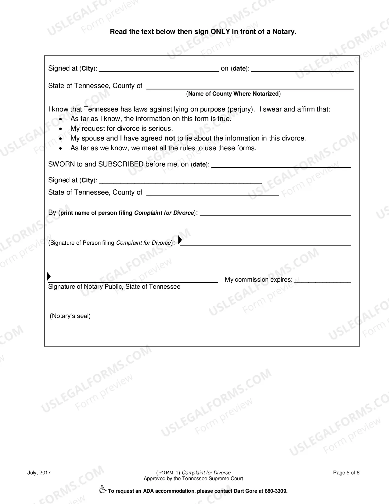 Preview Complaint for Divorce
