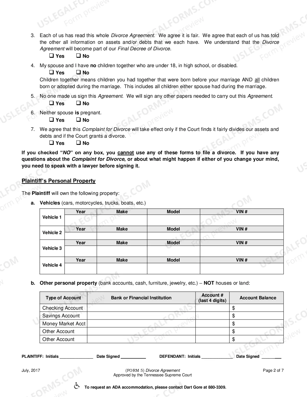 Preview Divorce Agreement