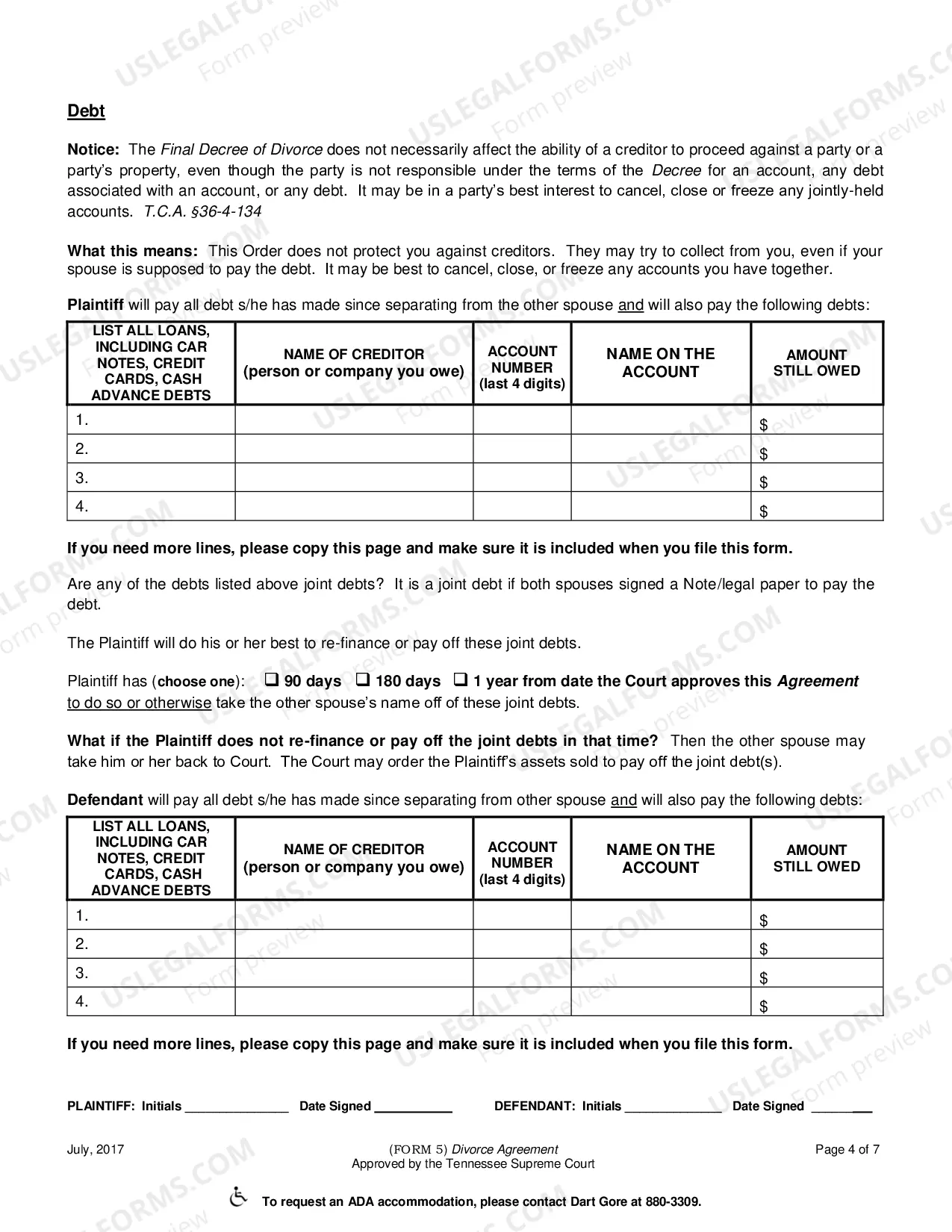Preview Divorce Agreement