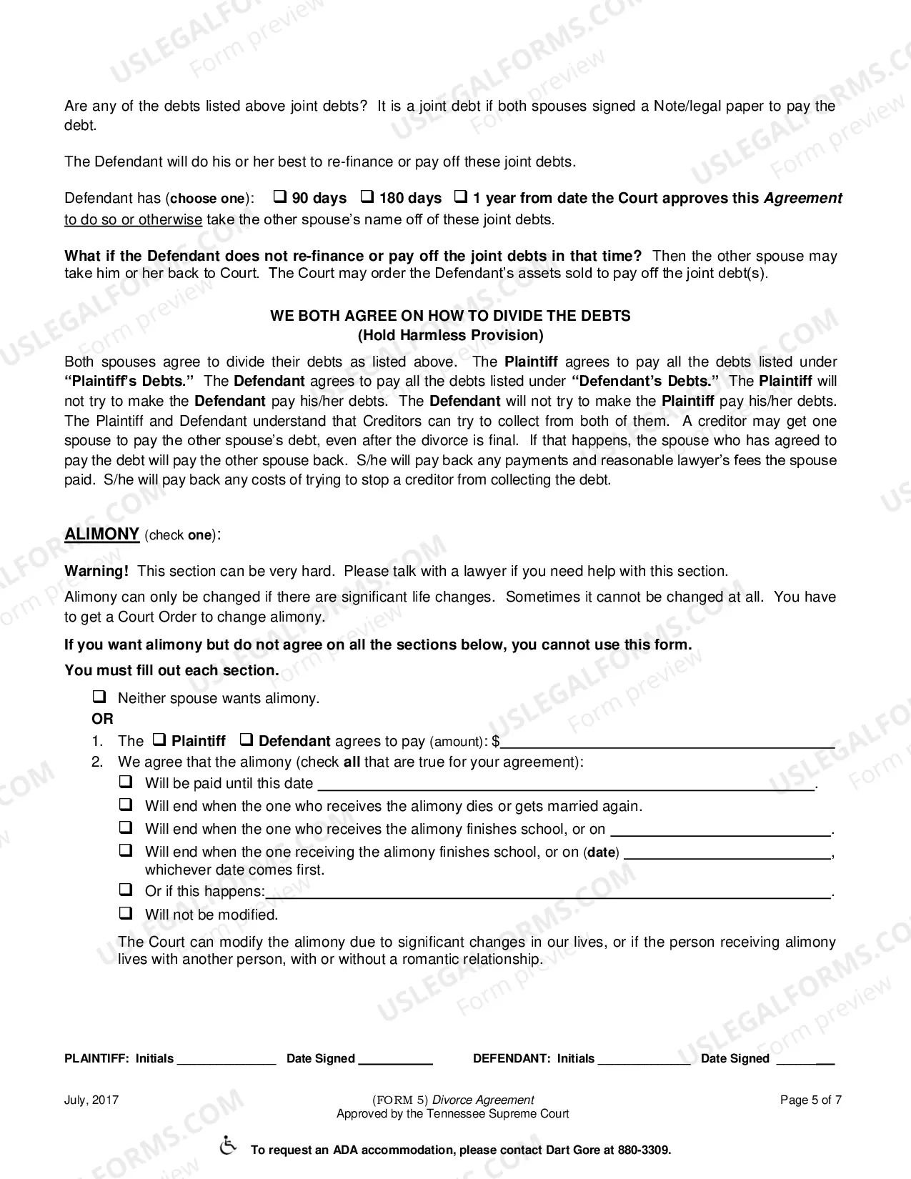 Preview Divorce Agreement