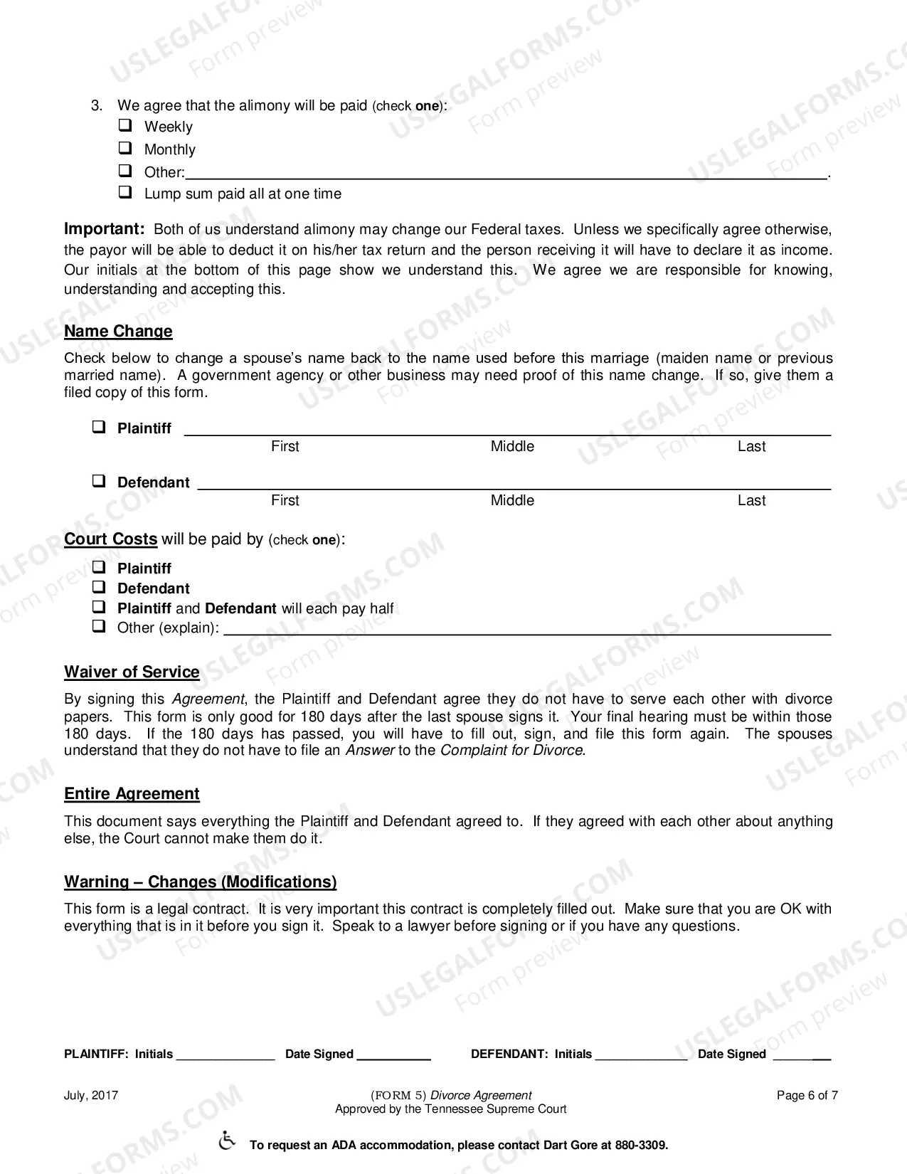 Preview Divorce Agreement