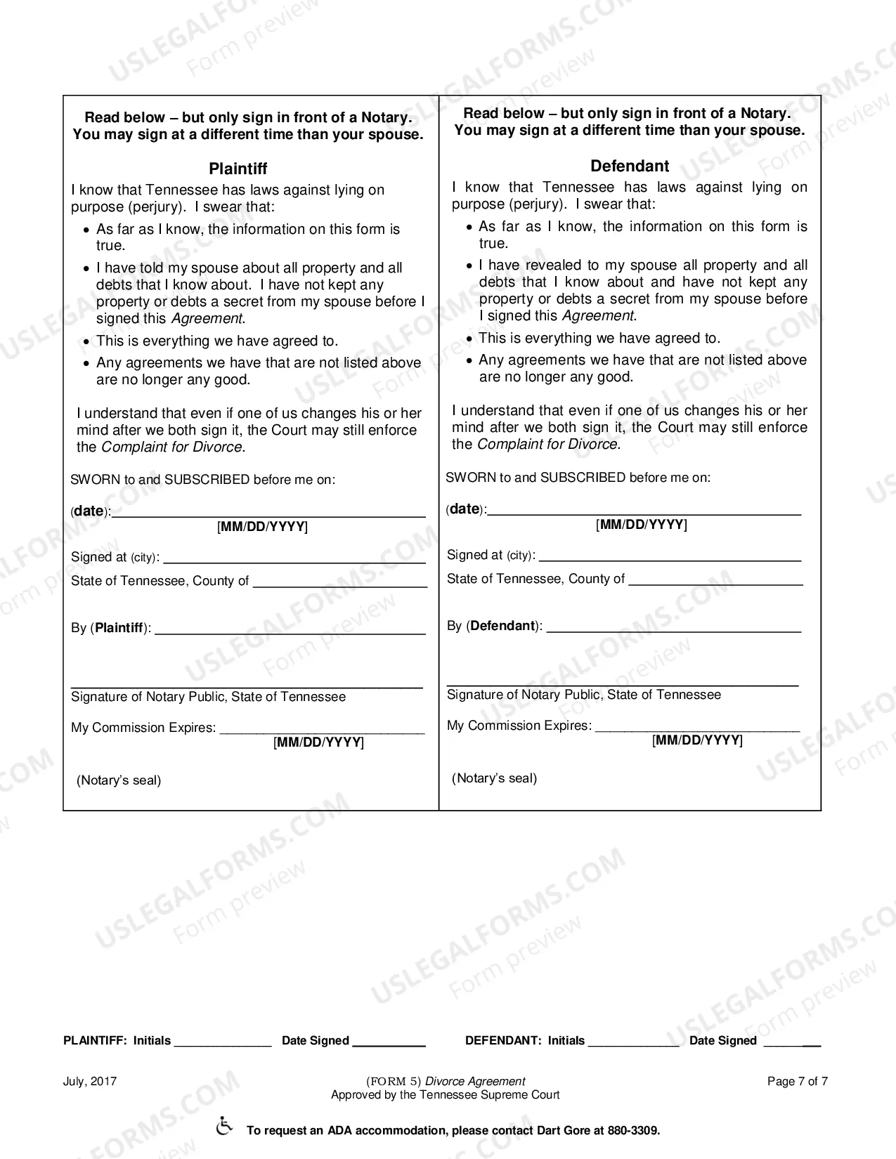 Preview Divorce Agreement