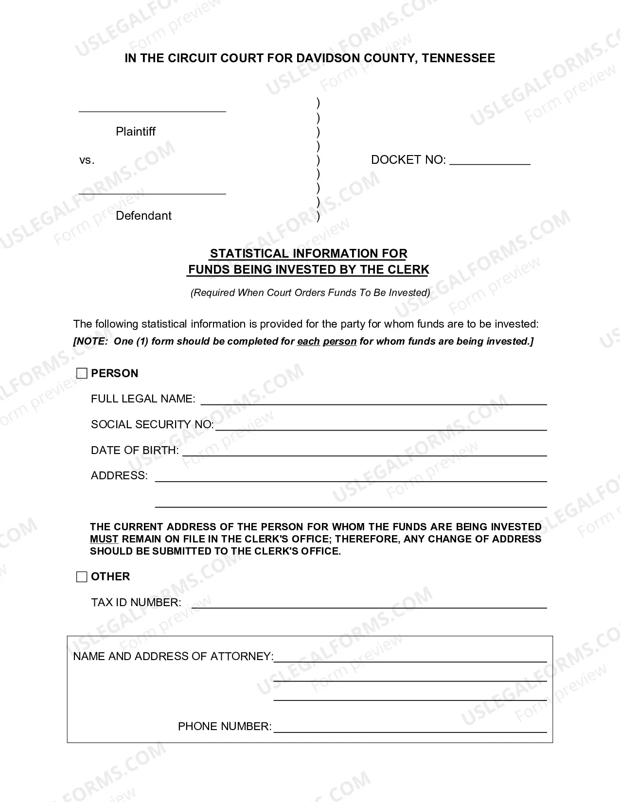Preview Notice of Submission of Funds to the Court