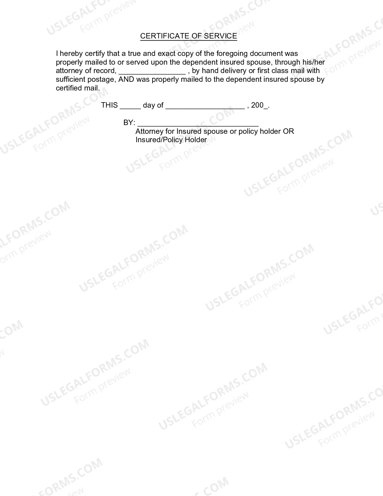 Preview Notice Regarding Insurance Coverage