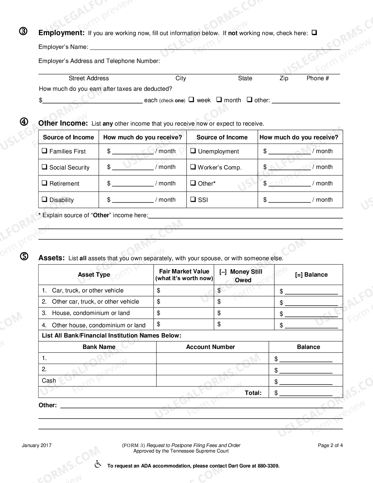 Preview Request to Postpone Fees