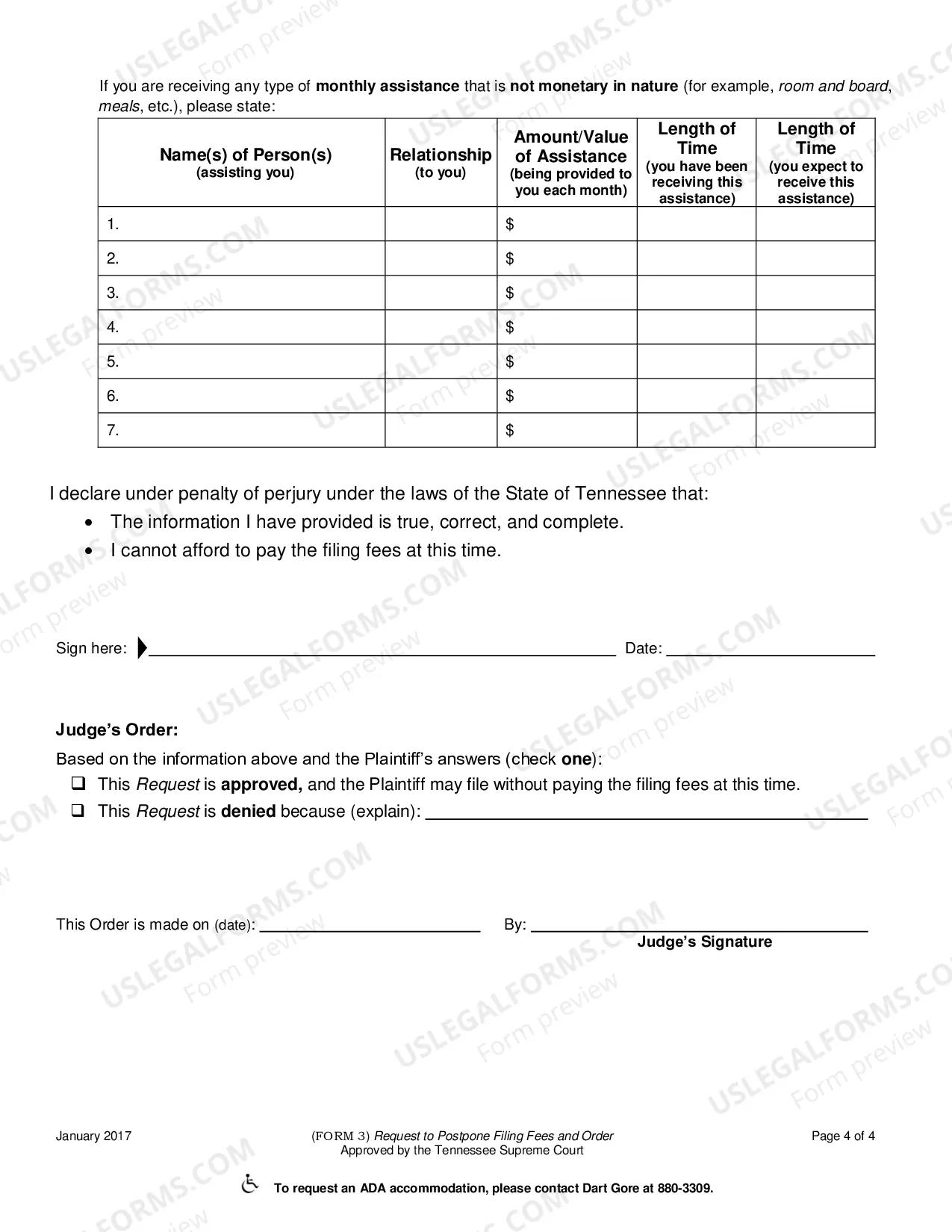Preview Request to Postpone Fees