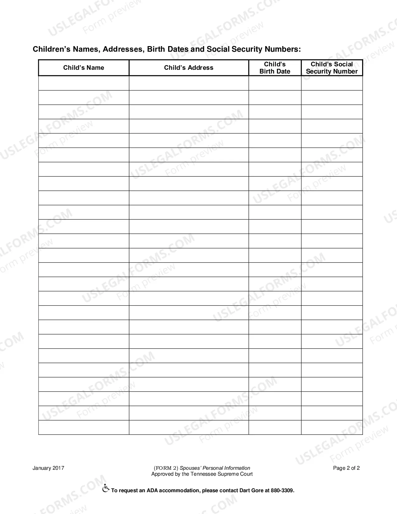 Preview Spouses' Personal Information