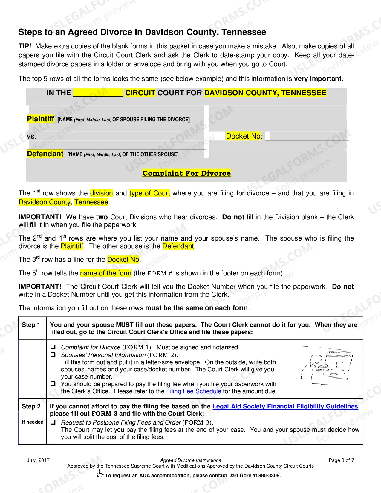 Preview Agreed Divorce Instructions