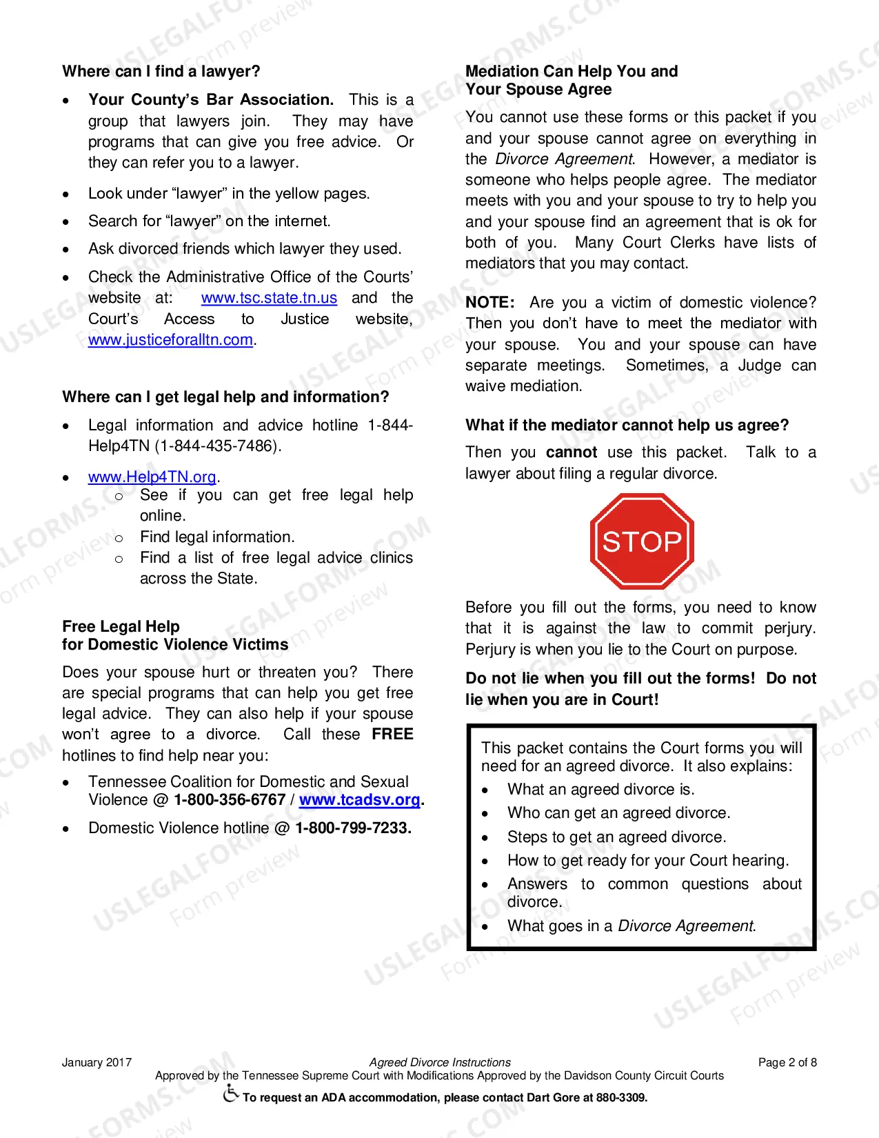 Preview Agreed Divorce Instructions