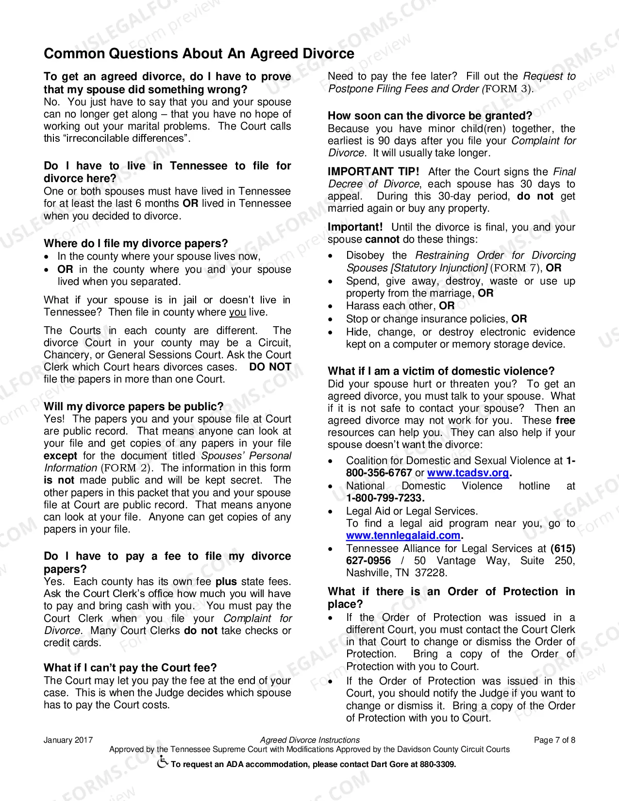 Preview Agreed Divorce Instructions